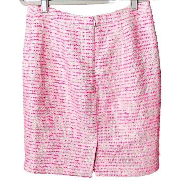 Halogen Pink Eyelash Tweed Zip Pocket Pencil Skirt Barbie Preppy Career 8 - Picture 5 of 6